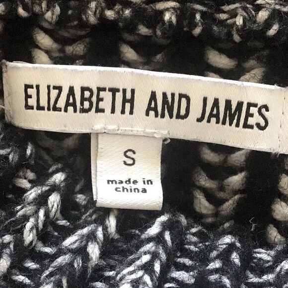 Elizabeth and James Black White Vertical Stripe Knit Crew Neck Pullover Sweater - Picture 15 of 15